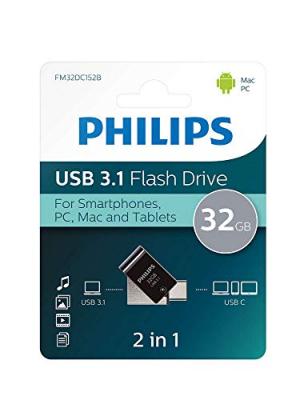Philips 2 In 1 32gb Otg Usb C+usb 3.1 Pendrive Noir
