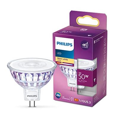 Philips ampoule LED Spot GU5.3 50W Blanc Chaud, Verre