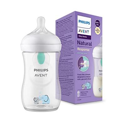 Biberon Natural 3.0 260 Ml El&eacute;phant Avec Valve Airfree - Philips Avent