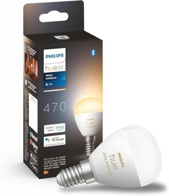 Ampoule connect&eacute;e Led sph&eacute;rique Philips Hue E14 5,1W - White Ambiance