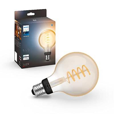 Ampoule LED connect&eacute;e Philips Hue Globe G93 E27 IP20 580lm 7,2W blanc doux