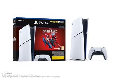 Console Sony PS5 Slim Edition num&eacute;rique Blanc et Noir + Marvel's Spider-Man 2 