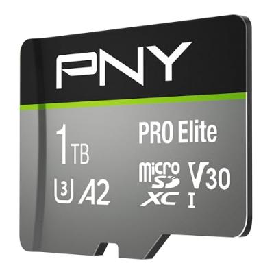 PNY Pro Elite Carte M&eacute;moire 1To Micro SDXC 100Mo/s Noir Gris