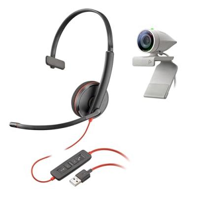 Polycom 2200-87120-025 Casque mono jack 3,5 mm, USB filaire supra-aural noir 