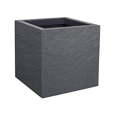Pot carr&eacute; plastique EDA Durdica Up gris galet 29 5 x 29 5 x h.29 5 cm
