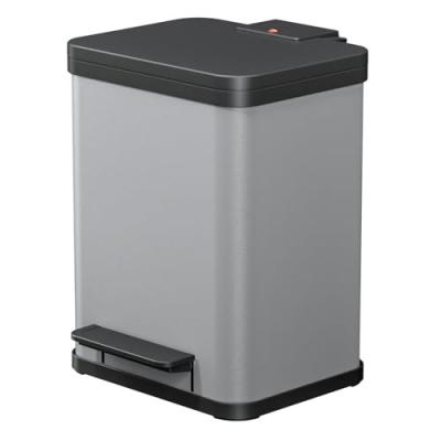 Hailo Poubelle &agrave; p&eacute;dale Oko Duo Plus Taille M 2x9 L Argent&eacute; 0622-220