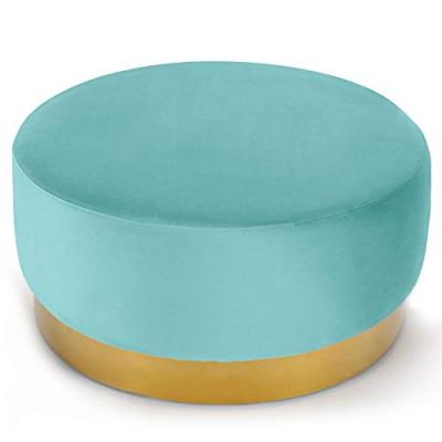 Cotecosy - Pouf Rond Daisy Velours Menthe Pied Or - Vert