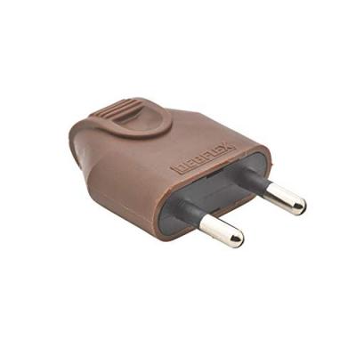 Fiche male 2P 6A droite a coiffe marron - Marron