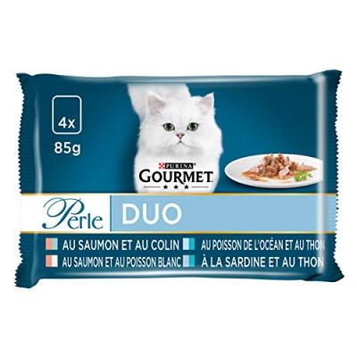 Gourmet Perle Les Duos de la mer pour chats adultes, Purina (4 x 85 g)