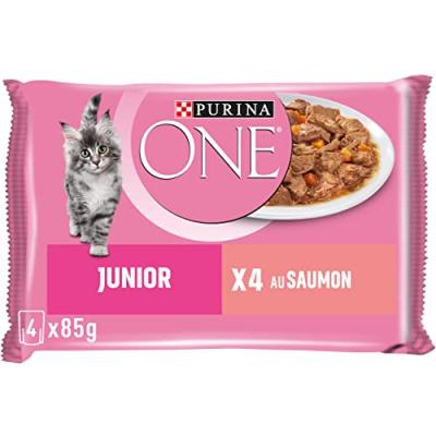 P&acirc;t&eacute;e Pour Chat Junior Au Saumon Purina One - Les 4 Sachets De 85g