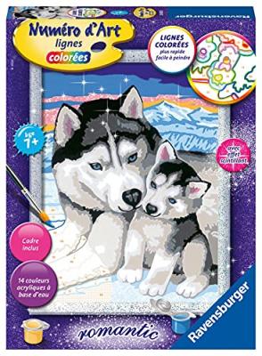 Jeu cr&eacute;atif Ravensburger Num&eacute;ro d'Art Moyen Doux bisous de Husky
