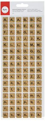 Sticker en li&egrave;ge - Alphabet carr&eacute; - Rayher Marron