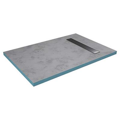 Receveur &agrave; carreler plat &agrave; &eacute;coulement lin&eacute;aire - Gris - L120xl80cm