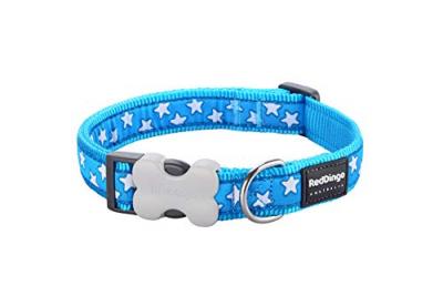 Red dingo - collier design pour chien - bleu &eacute;toiles blanches - m