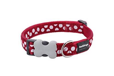 Red dingo - collier design pour chien - rouge pois blancs - l