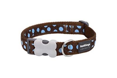 Collier Reglable Marron Pois Bleu30 A 47 Cm X 20mm