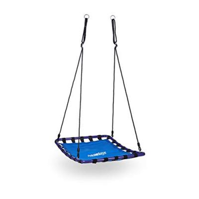 Relaxdays Balan&ccedil;oire Nid D'oiseau Carr&eacute; Pour Le Jardin &Agrave; Suspendre Poids Max 113 Kg, Bleu
