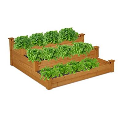 Carr&eacute; potager en bois sur 3 niveaux meuble support pour plante