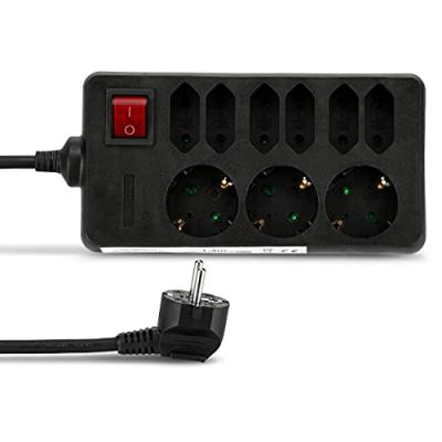 Rev tischsteckdose 9-fach 1,4 m avec schalter noir DFX-889012