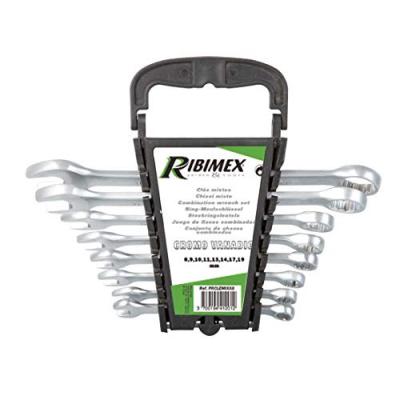 Ribimex PRCLEMIXX8 Lot de 8 cl&eacute;s mixtes chrome vanadium, gris