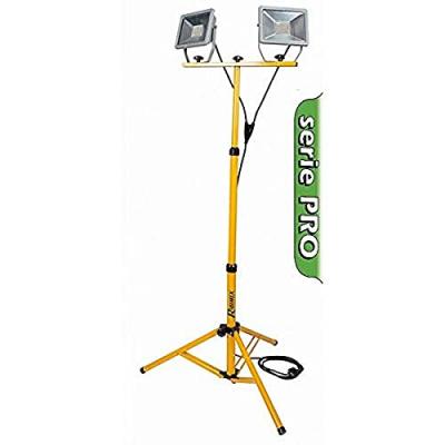 Double Projecteur sur tr&eacute;pied jaune LED 2x30 W Ribimex