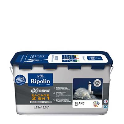 Peinture Extr&ecirc;me fa&ccedil;ade - Blanc mat - RIPOLIN - 2,5 L