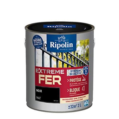 Peinture pour Fer Ext&eacute;rieur - Mat - 2L - Noir Ripolin Noir