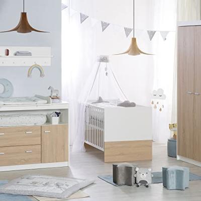 ROBA Chambre B&eacute;b&eacute; Compl&egrave;te ""Gabriella""  - Lit &Eacute;volutif 70x140 + Commode &agrave; langer + Armoire