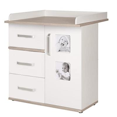 ROBA Commode &agrave; langer ""Moritz"" &agrave; plan amovible - 3 tiroirs et 1 porte - Blanc