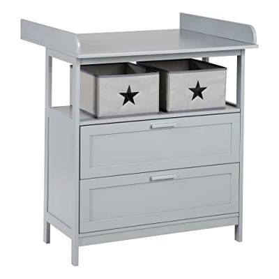 ROBA Commode &agrave; langer ""Hamburg"" &agrave; 2 tiroirs + 2 bo&icirc;tes de rangement - Gris