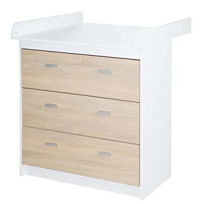 ROBA Commode B&eacute;b&eacute; Gabriella + Table &agrave; Langer Amovible - 3 Tiroirs - Bicolore