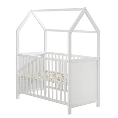 ROBA Lit Cabane B&eacute;b&eacute; &Eacute;volutif 60x120 - Certifi&eacute; FSC - Lit B&eacute;b&eacute; et Cododo - Bois Blanc