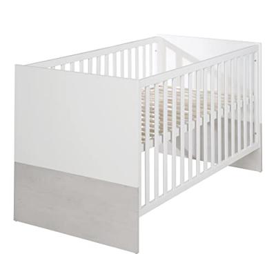 ROBA Lit B&eacute;b&eacute; &Eacute;volutif Julia 70 x 140 cm - Convertible - R&eacute;glable en Hauteur - Bois Blanc