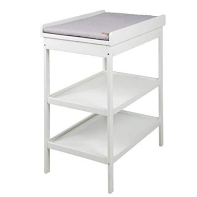 Table &agrave; langer 2 &eacute;tag&egrave;res en bois blanc + matelas &agrave; langer gris Roba