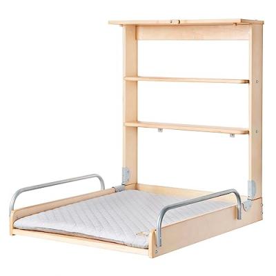 Table &agrave; langer murale naturelle + matelas &agrave; langer gris