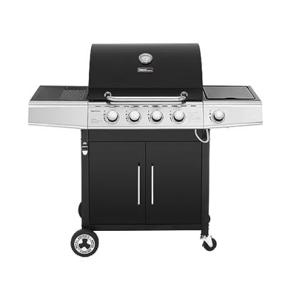 Barbecue Gaz &agrave; 4+1 Br&ucirc;leurs Puissance 14,5kW - Noir - 122 x 57 x 112 cm