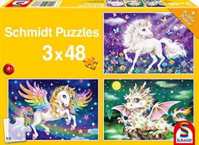 Schmidt Jigsaw Puzzle 3x48pcs (Cr&eacute;atures mythiques)