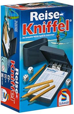 Schmidt Spiele- Jeu de Voyage Yahtzee avec Bloc Suppl&eacute;mentaire, 49091