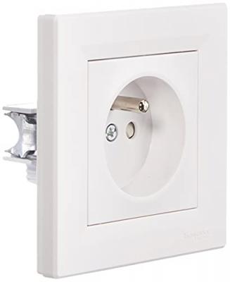 Lot de 5 prises 2 P+T Asfora Blanc Schneider electric