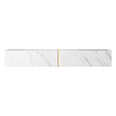 Selsey - bisira - Meuble tv 200 cm en marbre blanc avec insert dor&eacute;