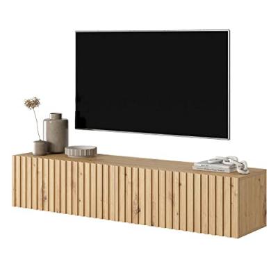 Meuble TV - TELIRE - Meuble TV 140 cm en ch&ecirc;ne artisan avec fa&ccedil;ade frais&eacute;e
