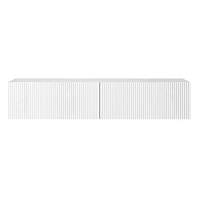 Selsey - veldio - Meuble tv 140 cm blanc avec fa&ccedil;ade frais&eacute;e