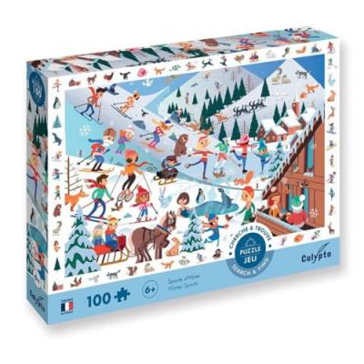 Puzzle 100 pi&egrave;ces SentoSph&egrave;re Cherche et trouve Sports d'Hiver