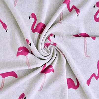 Couverture en coton bio- flamant rose COUV-TRICOT-KND-FLAMANT-ROSE