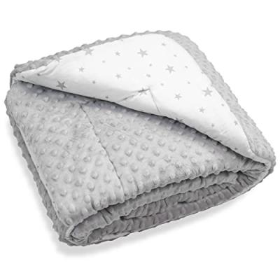 Couverture b&eacute;b&eacute; r&eacute;versible et ultra douce- STELLA - gris