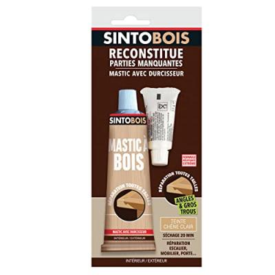 Mastic &agrave; bois Sintobois angles & gros trous SINTO, ch&ecirc;ne moyen, 60 g