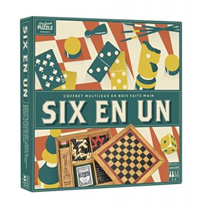 Coffret multi-jeux six en un en bois Multicolore Professor Puzzle