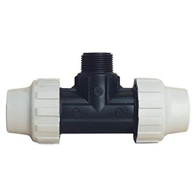 Raccord plastique T&eacute; M&acirc;le 3/4 au centre pour tube pe &Oslash;25 mm - brut