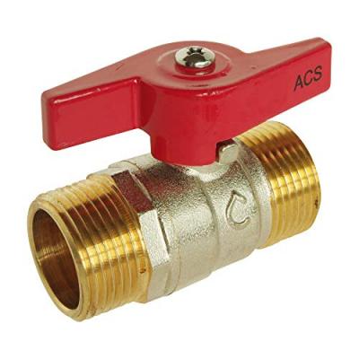 Vanne &agrave; sph&egrave;re Double M&acirc;le 1/2 Manette papillon - Poign&eacute;e Rouge