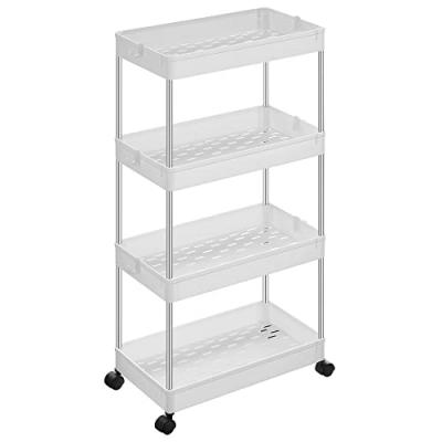 Desserte sur roulettes 4 niveaux blanche - L40 x H86 cm